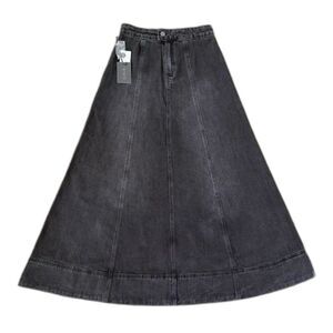 1.STATE Denim Maxi Skirt | Size 6 | NWT Rich Black A-Line Seamed panel skirt
